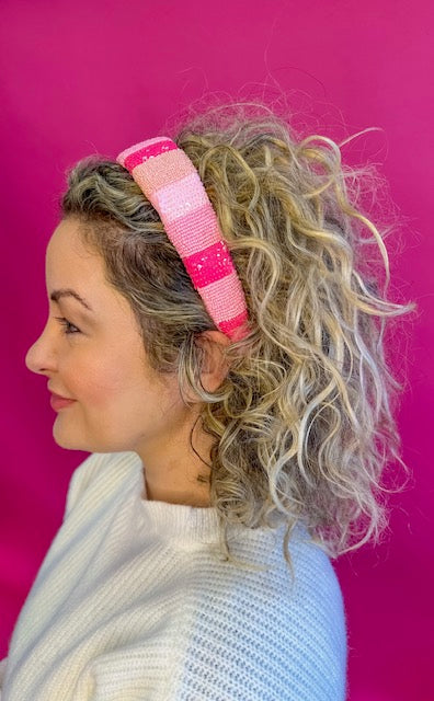 Solid Headband - Pink Color Block – Golden Lily
