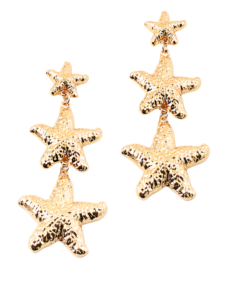Gold Starfish Dangle Earrings – Golden Lily - Main Image