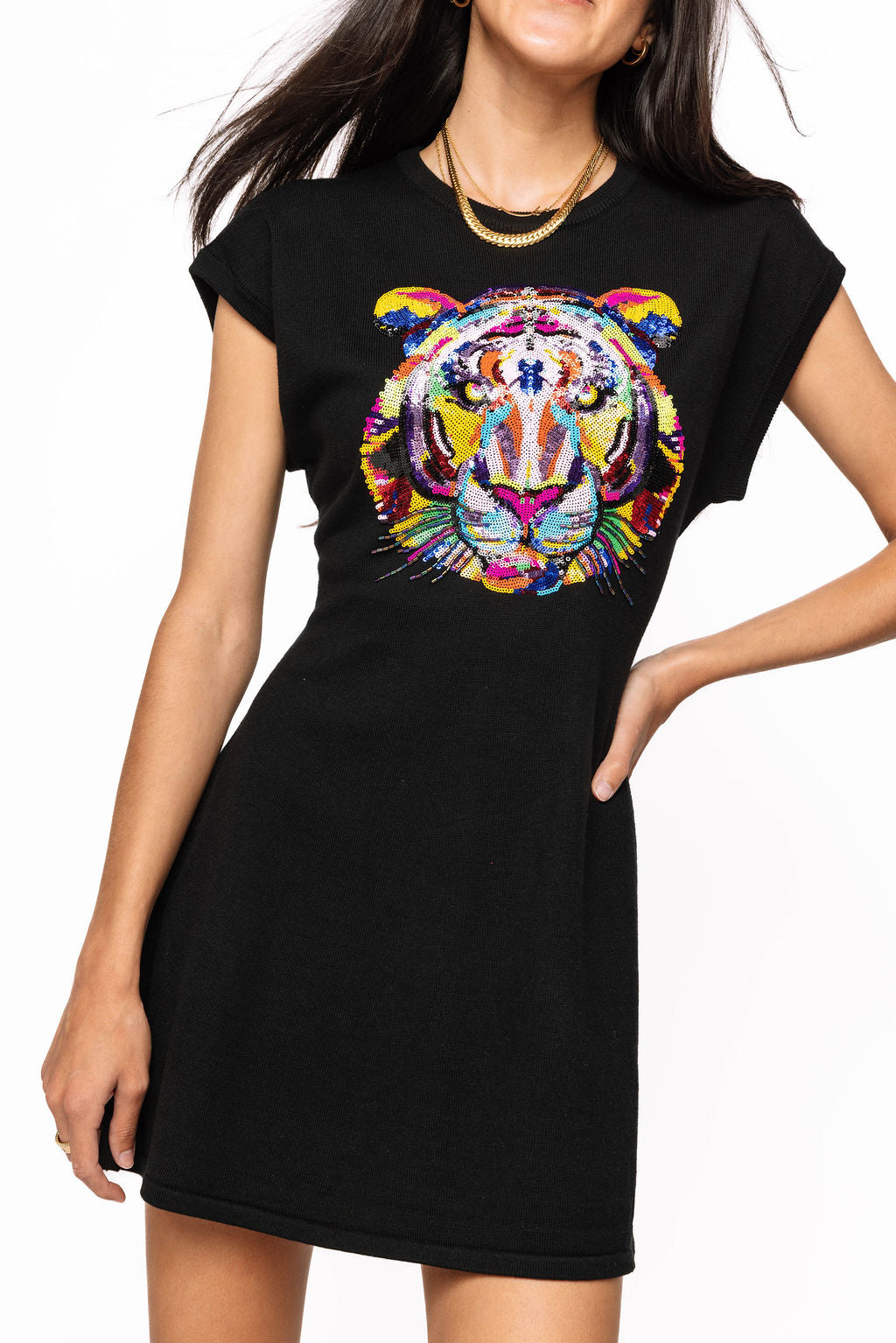 black and rainbow dress Tea-Length Little Black Dress main image 1