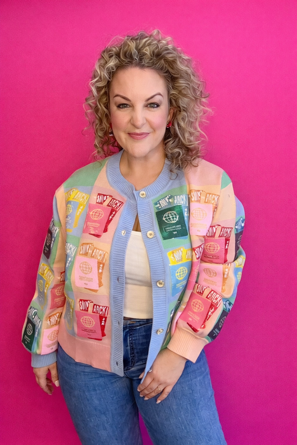 Queen of Sparkles Multi Colorblock Passport Button Up – Golden Lily