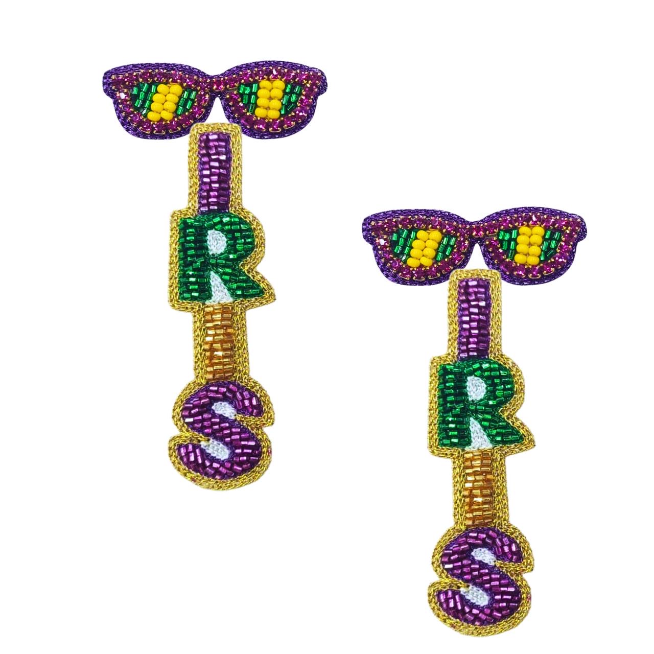 Mardi Gras Earrings - Iris