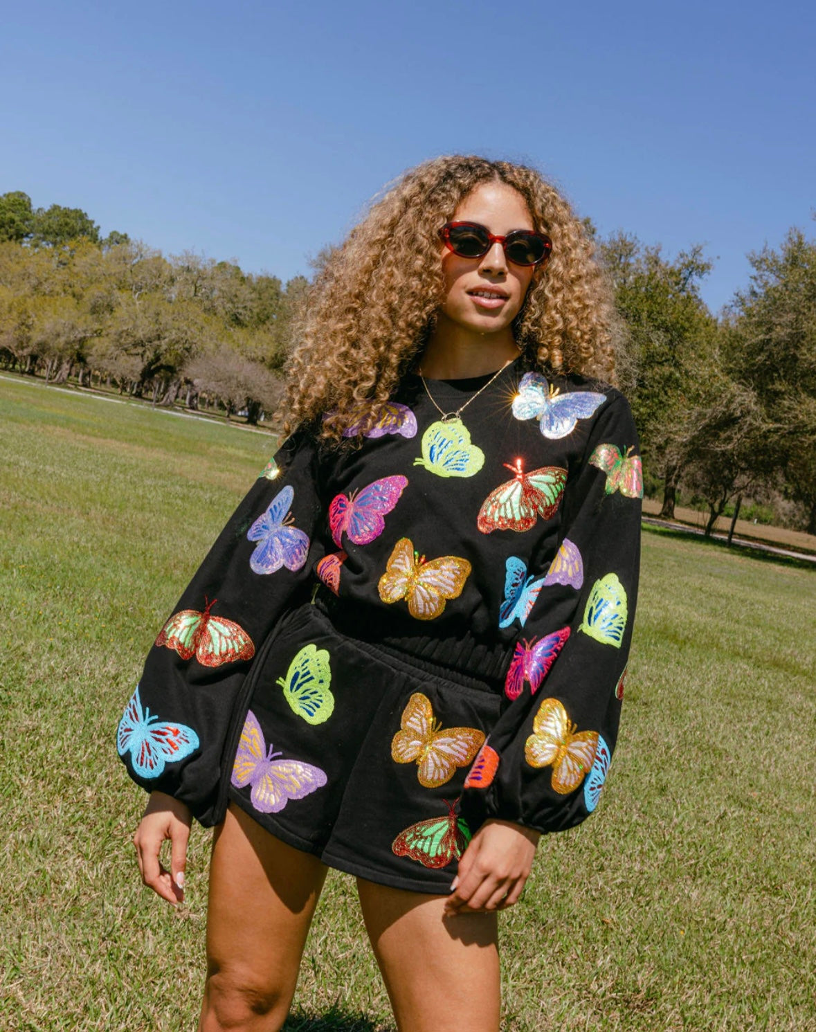 Queen of Sparkles - Butterfly Sweater - Black