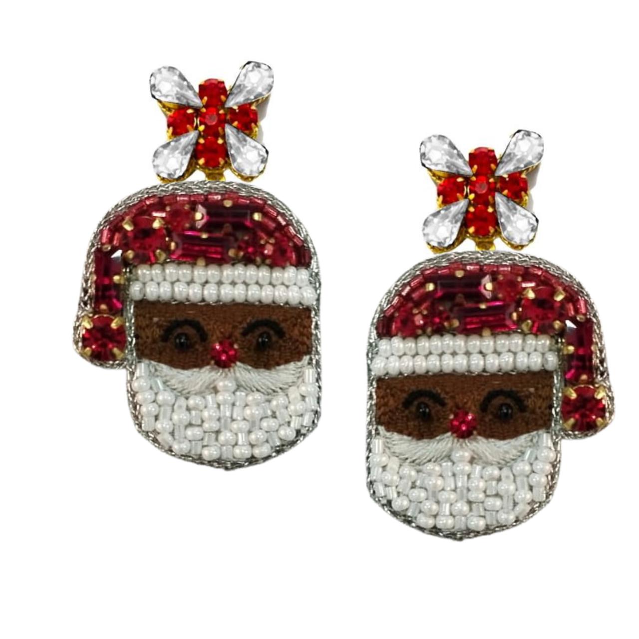 Fancy Santa Earrings - Brown