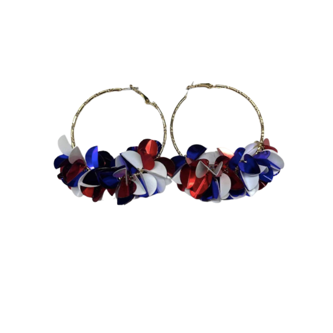 Sprinkle Sequin Hoop Earrings - Red, White and Blue