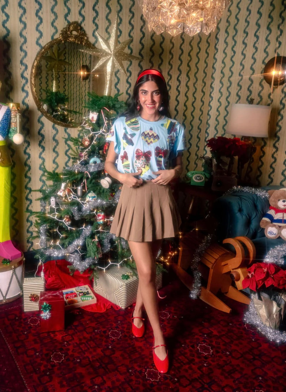 Queen of Sparkles - Blue Scattered Multi Ornament Tee