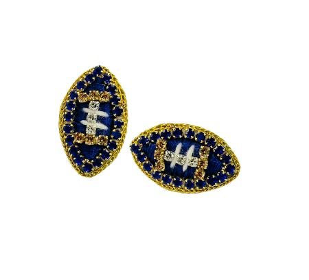 Game Day Football Stud Earrings - Thread - Blue and Gold
