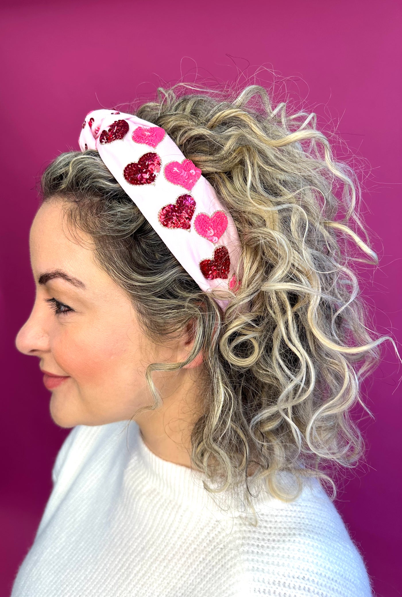 Valentine Headband Knot - Sequin Hearts