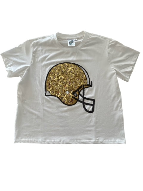 Queen of Sparkles - Flower Helmet Tee - Black and Gold