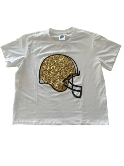 Queen of Sparkles - Flower Helmet Tee - Black and Gold
