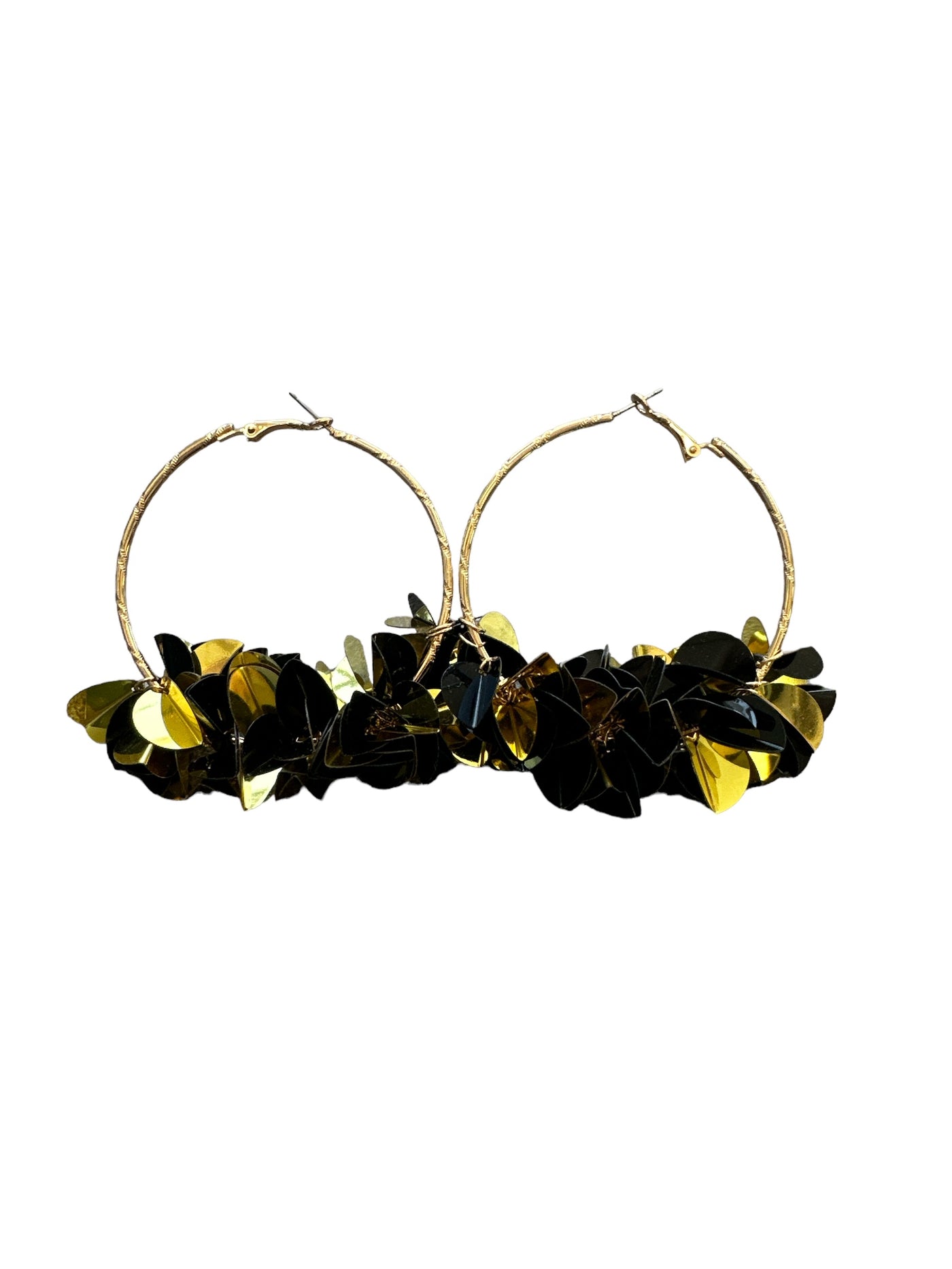 Sprinkle Sequin Hoop Earrings - Black and Gold