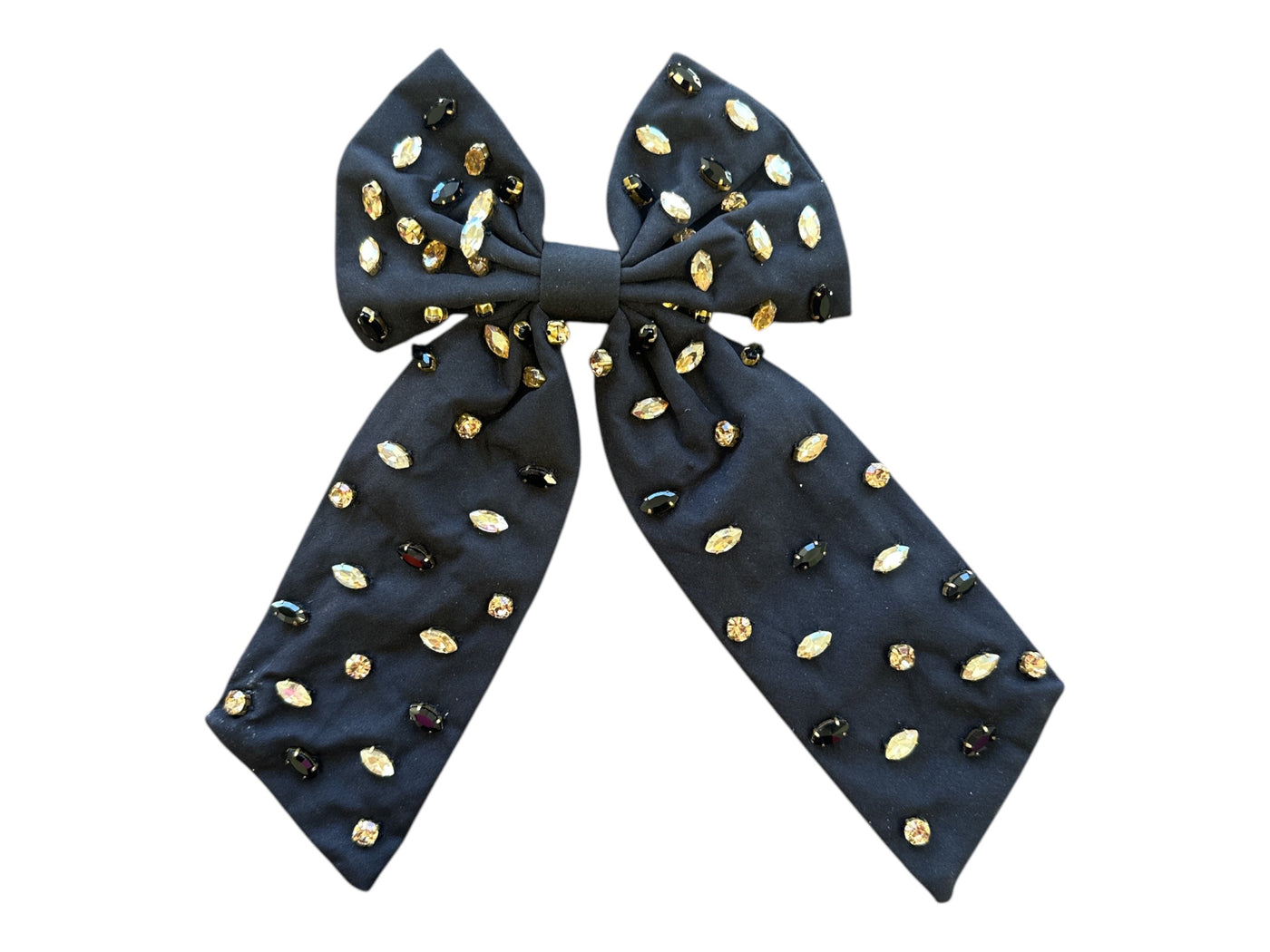 Rhinestone Bow - Black and Gold