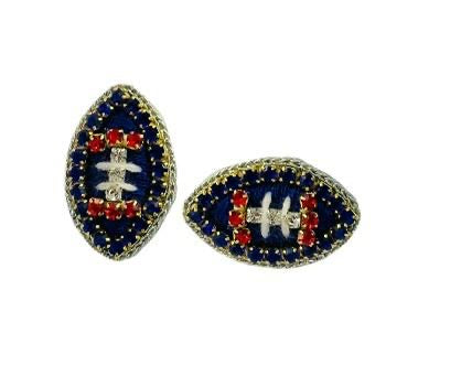Game Day Football Stud Earrings - Thread - Blue and Red