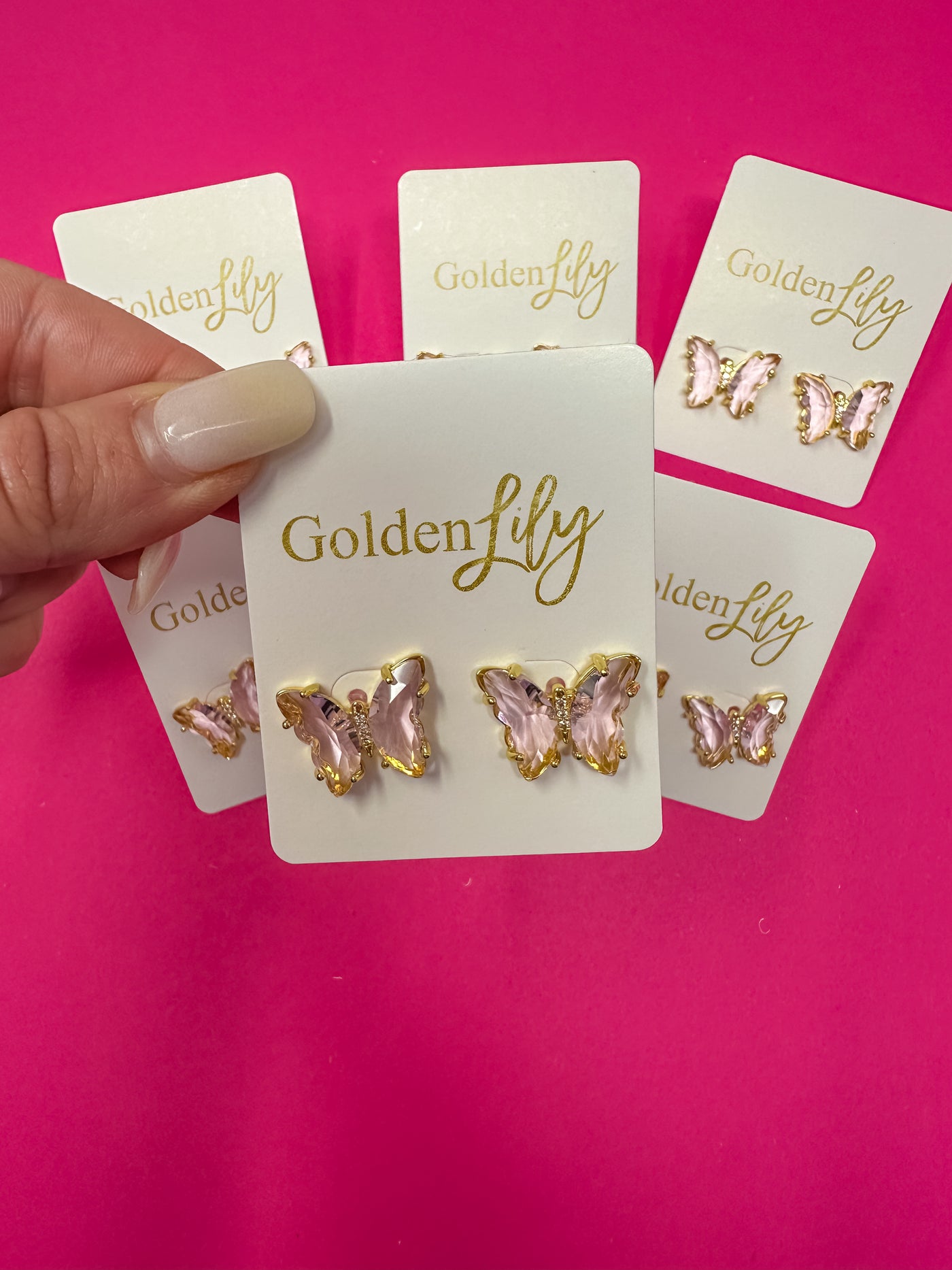 Butterfly Stud Earrings - Pink