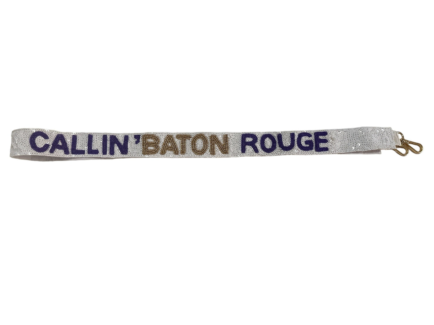 Sequin Bag Strap - Callin' Baton Rouge (White)