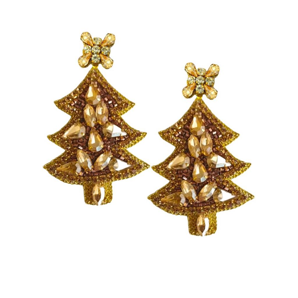 Sparkle Christmas Tree Earrings - Gold