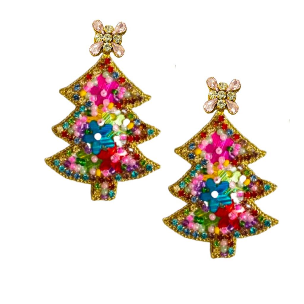 Sparkle Christmas Tree Earrings - Multi