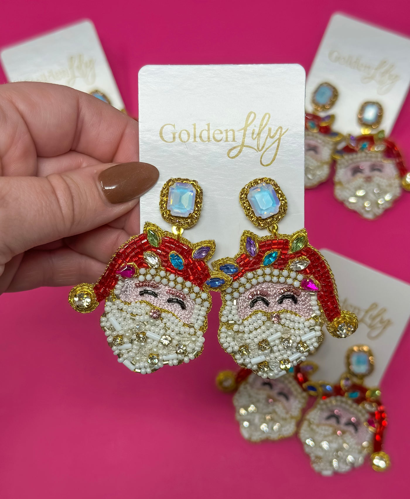 Christmas Santa with Lights Earrings