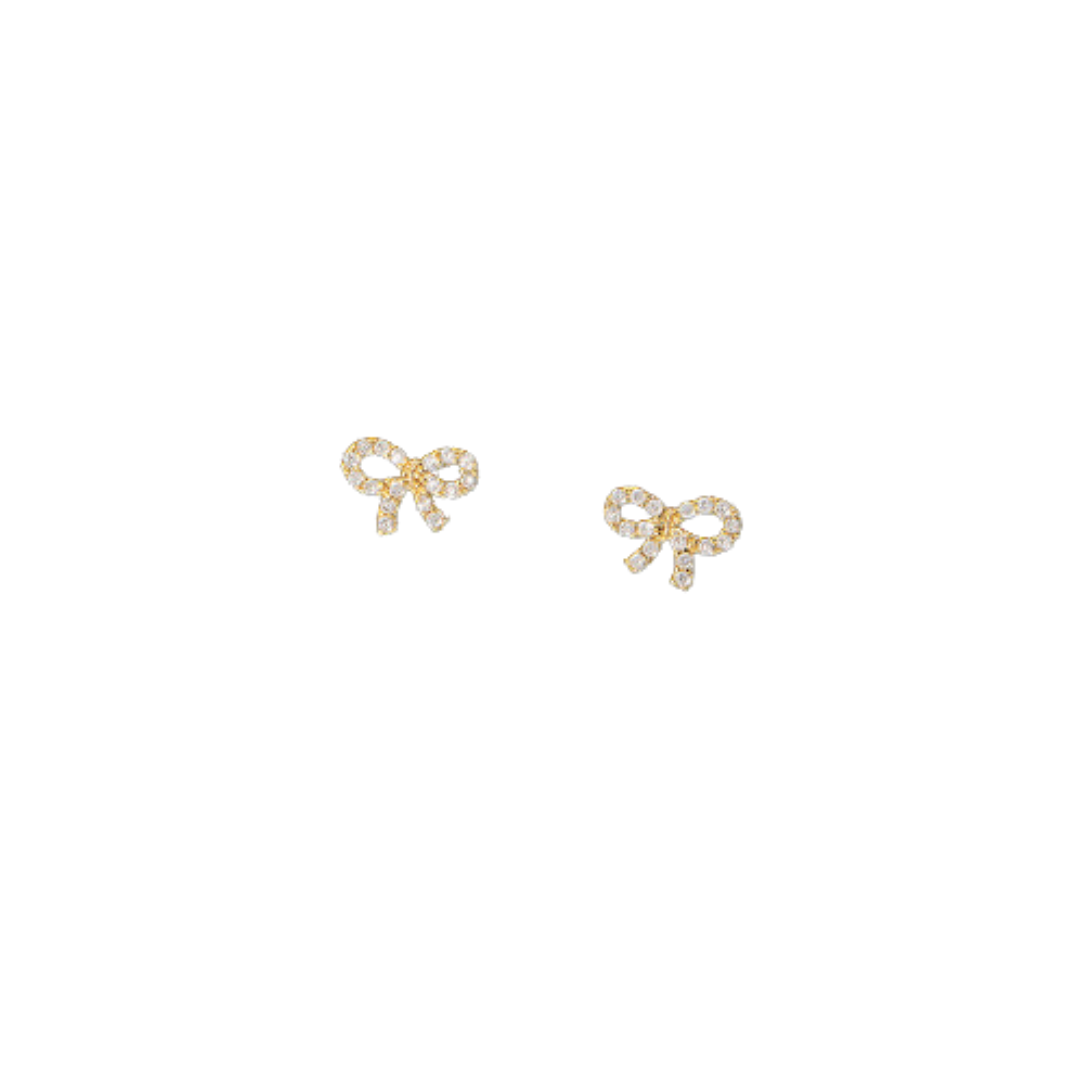 Dainty Rhinestone Bow Stud Earrings