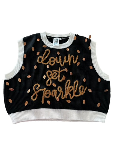 Queen of Sparkles - Down, Set, Sparkle Vest - Black and Gold