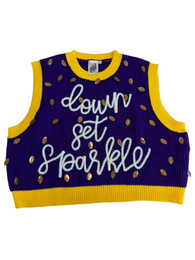 Queen of Sparkles - Down, Set, Sparkle Vest - Purple and Yellow