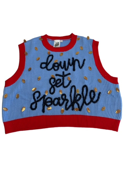 Queen of Sparkles - Down, Set, Sparkle Vest - Blue and Red