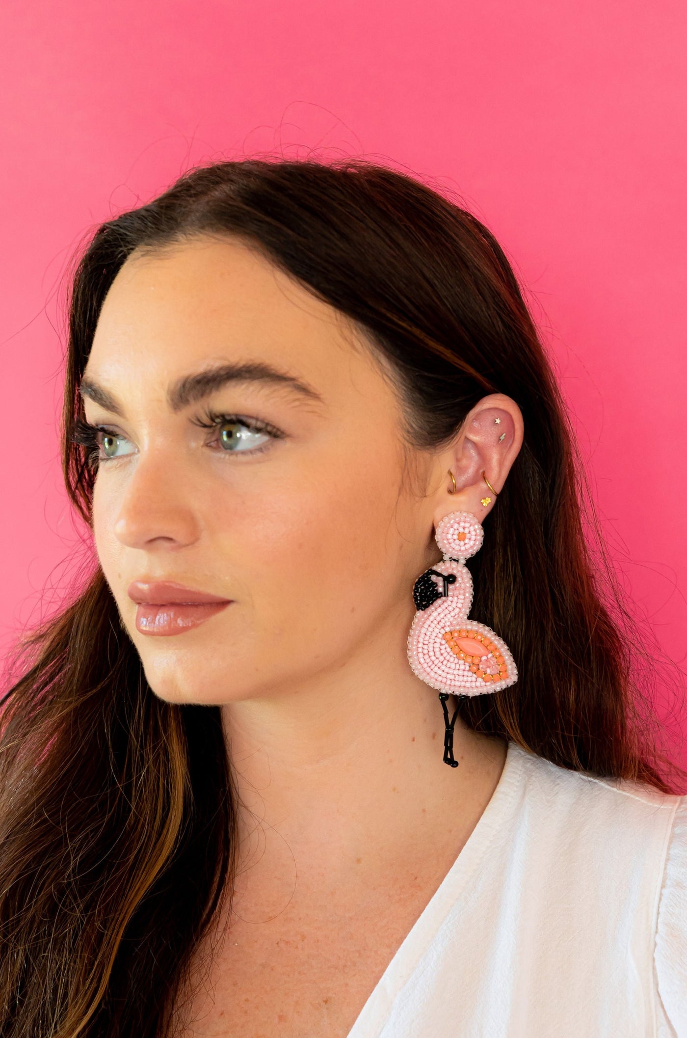 Seed Bead Flamingo Earrings