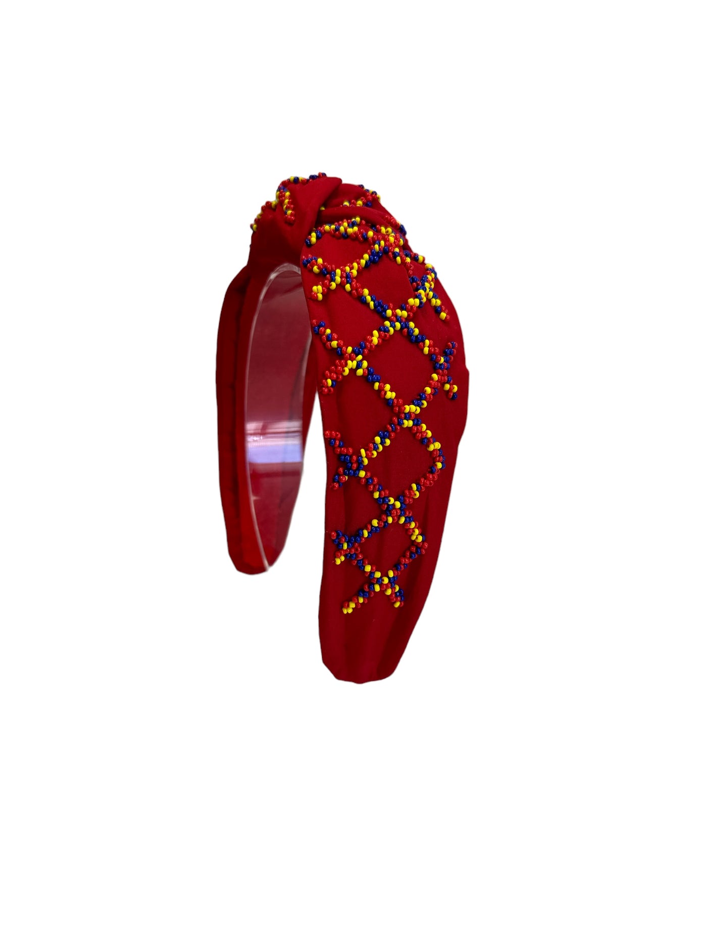 Headband Game Day - Red with Blue, Yellow and Red Sprinkle