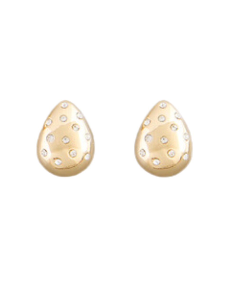 Gold Cloud Earrings with Small Rhinestones