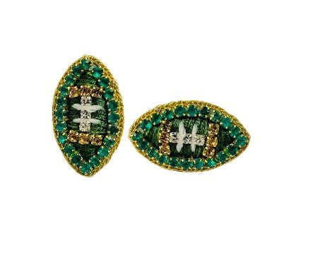 Game Day Football Stud Earrings - Thread - Green and Gold