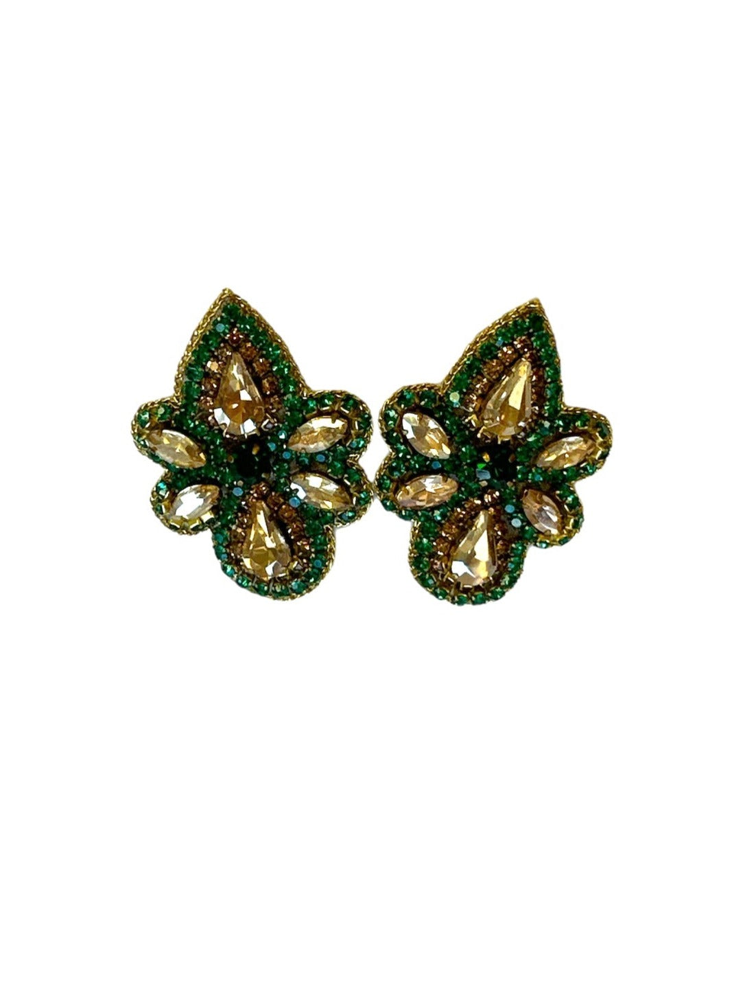 Hailey Earrings - Green and Gold