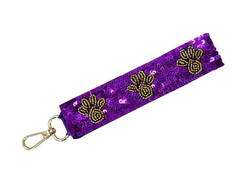 Key Chain - Purple with Gold Paw