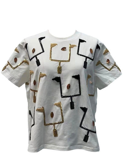Queen of Sparkles - Black and Gold Goal Post Tee