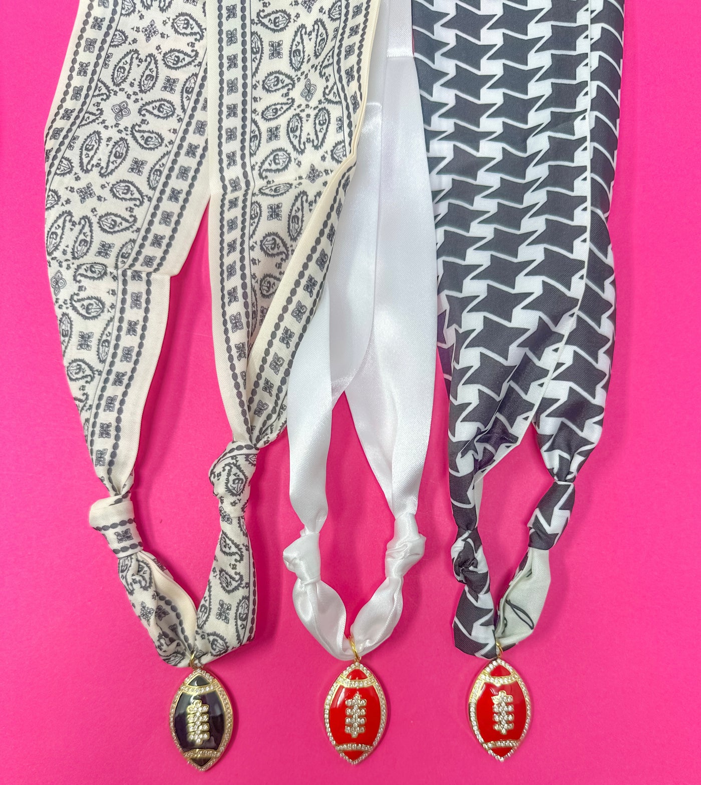 Game Day Scarf Charm Necklace - Black and White
