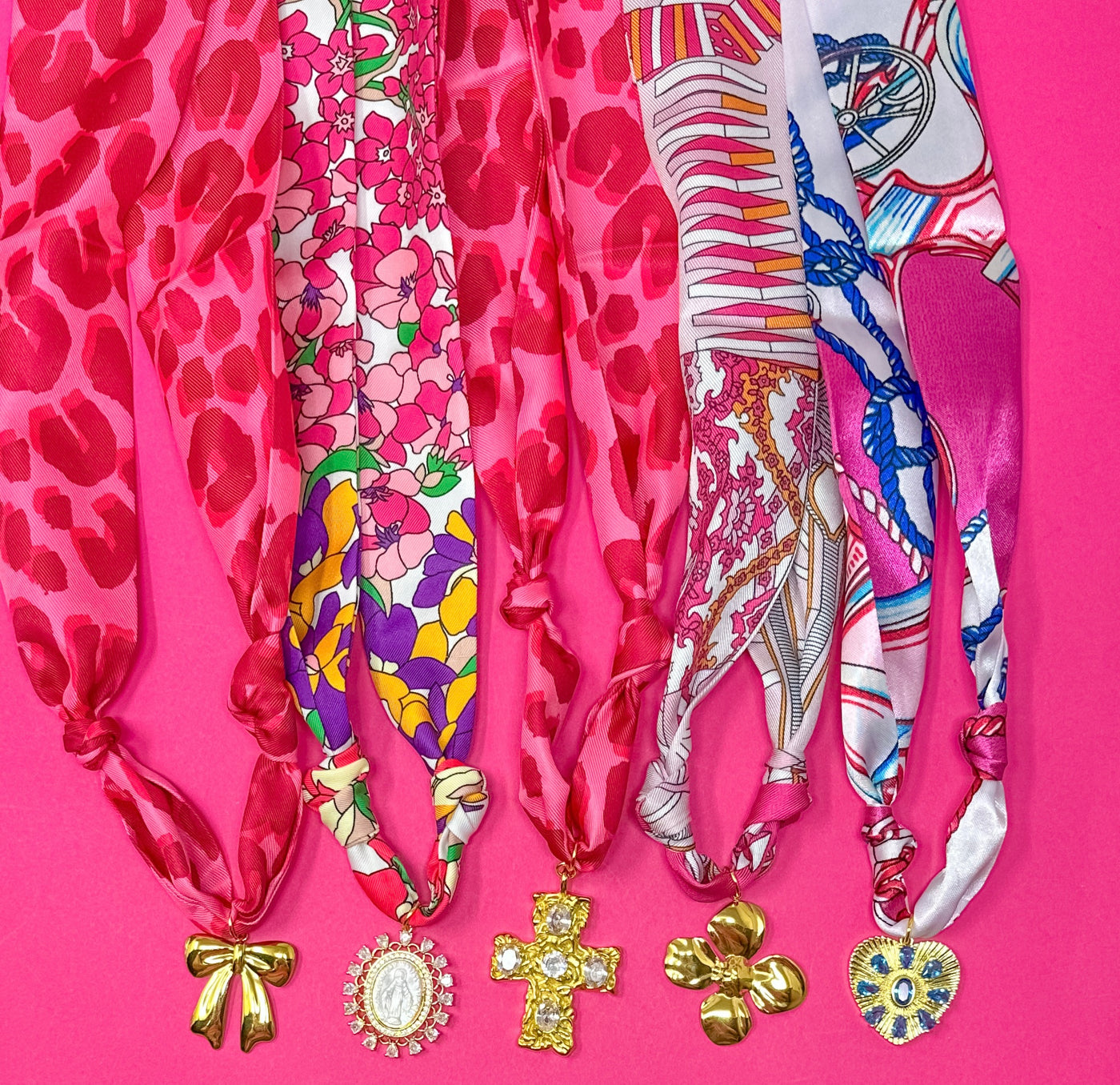 Scarf Charm Necklace - Pinks