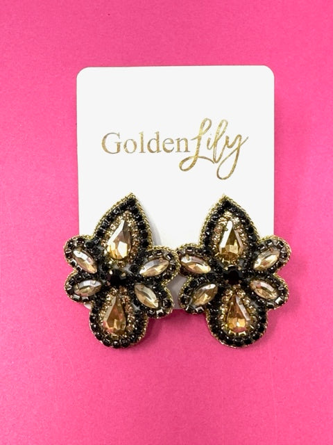 Hailey Earrings - Black and Gold