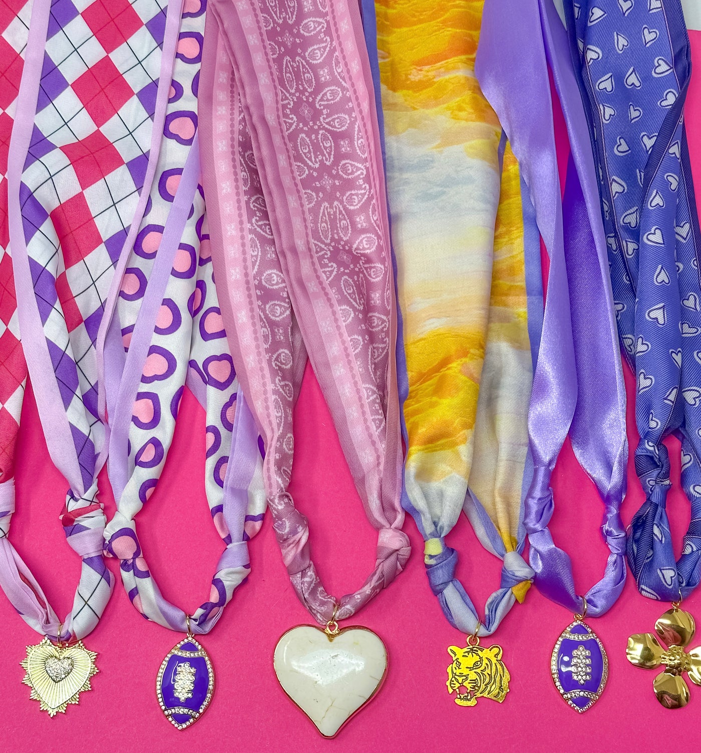 Game Day Scarf Charm Necklace - Purple and Gold