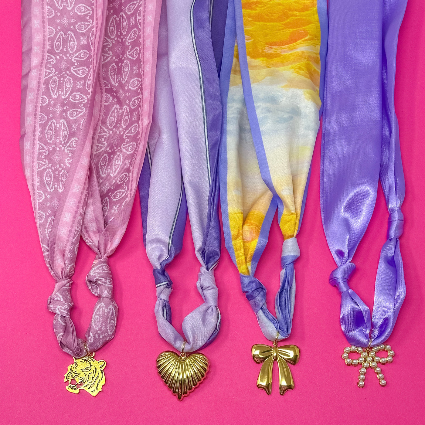 Game Day Scarf Charm Necklace - More Purple and Gold
