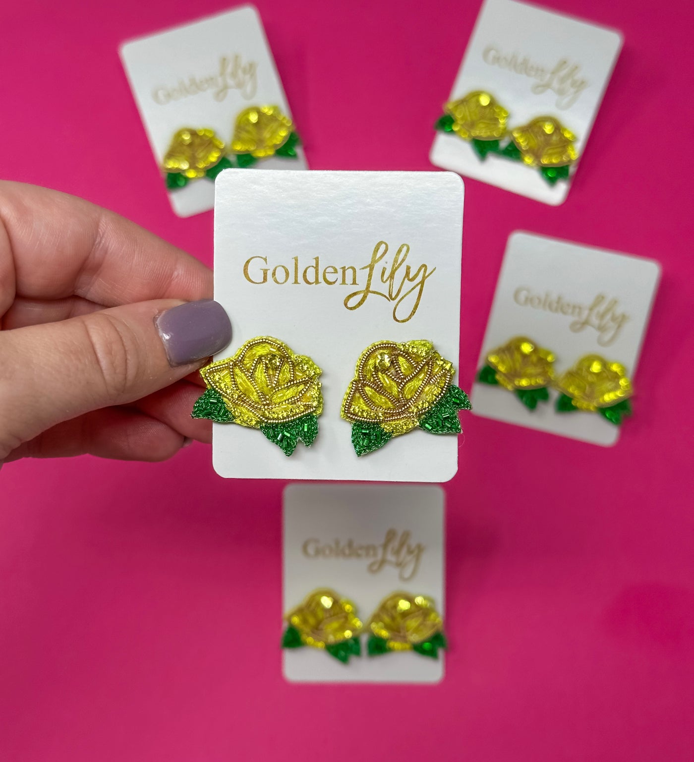 Junior League - Find the Good Day - Yellow Rose Stud Earrings