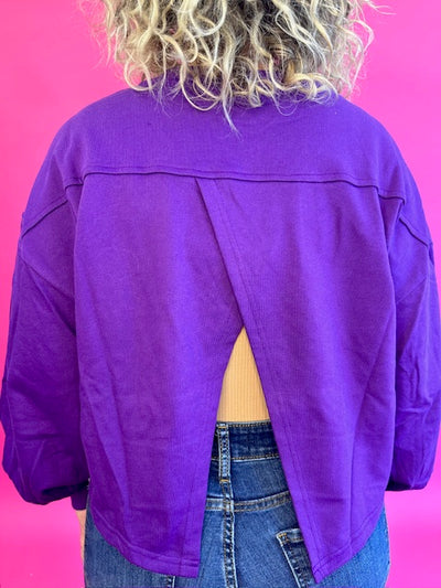 Mardi Gras - Purple with Rhinestone Detail Sweater