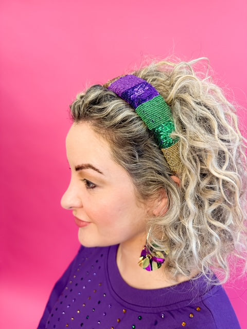 Solid Headband - Mardi Gras Color Block