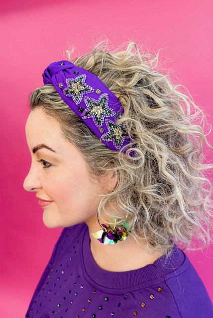 Headband Knot - Mardi Gras Sparkle Star