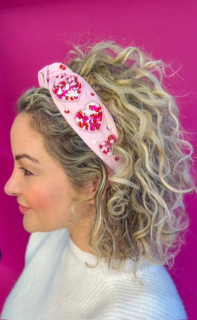 Valentine Headband Knot - Sprinkle Sequin Heart