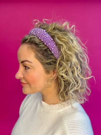 Headband Beaded - Purple Pearl