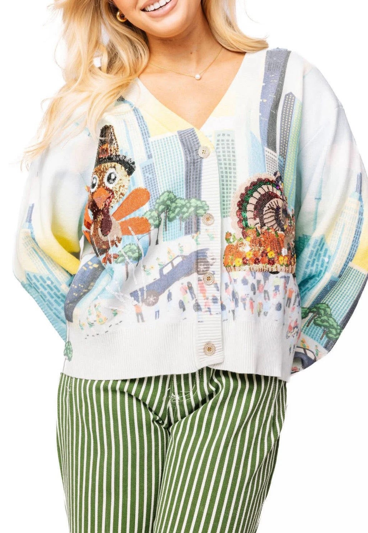 Queen of Sparkles - Thanksgiving Parade Button Up Cardigan