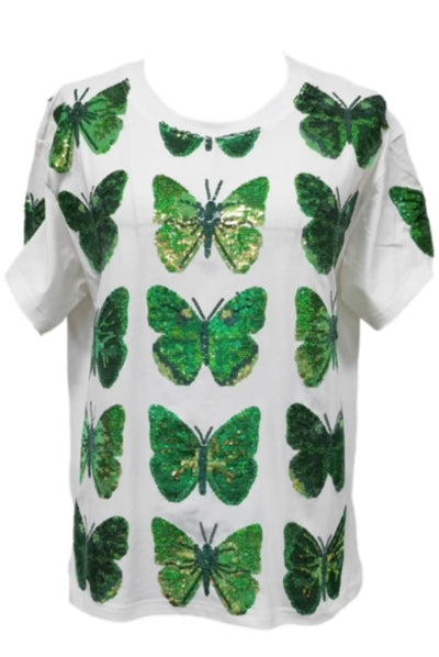 Queen of Sparkles - Green Butterfly Tee