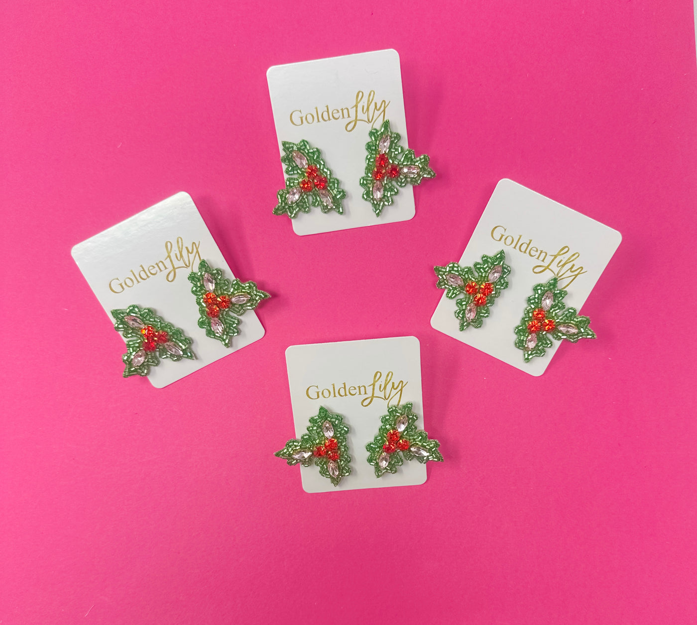 Christmas Holly Stud Earrings
