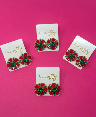 Christmas Rhinestone Burst Earrings
