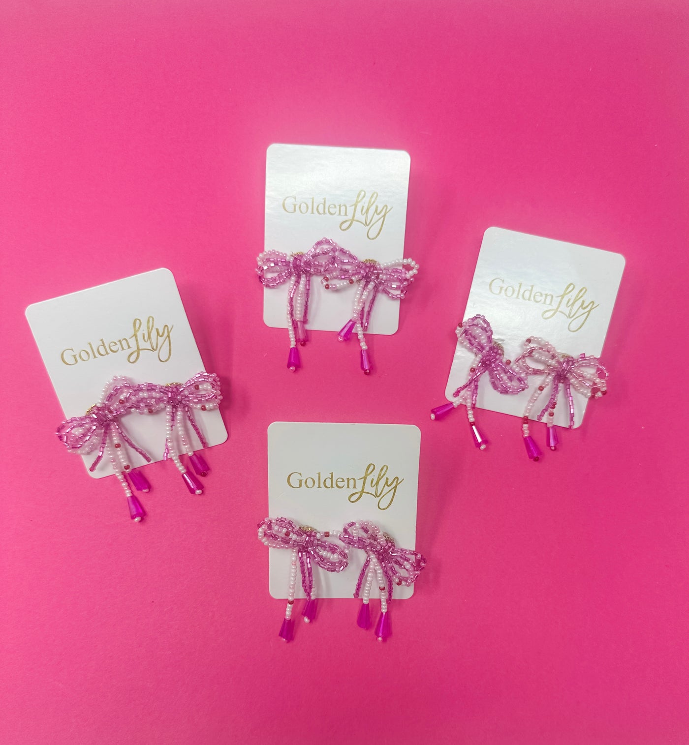 Mini Bow Earrings -Pink Sprinkle