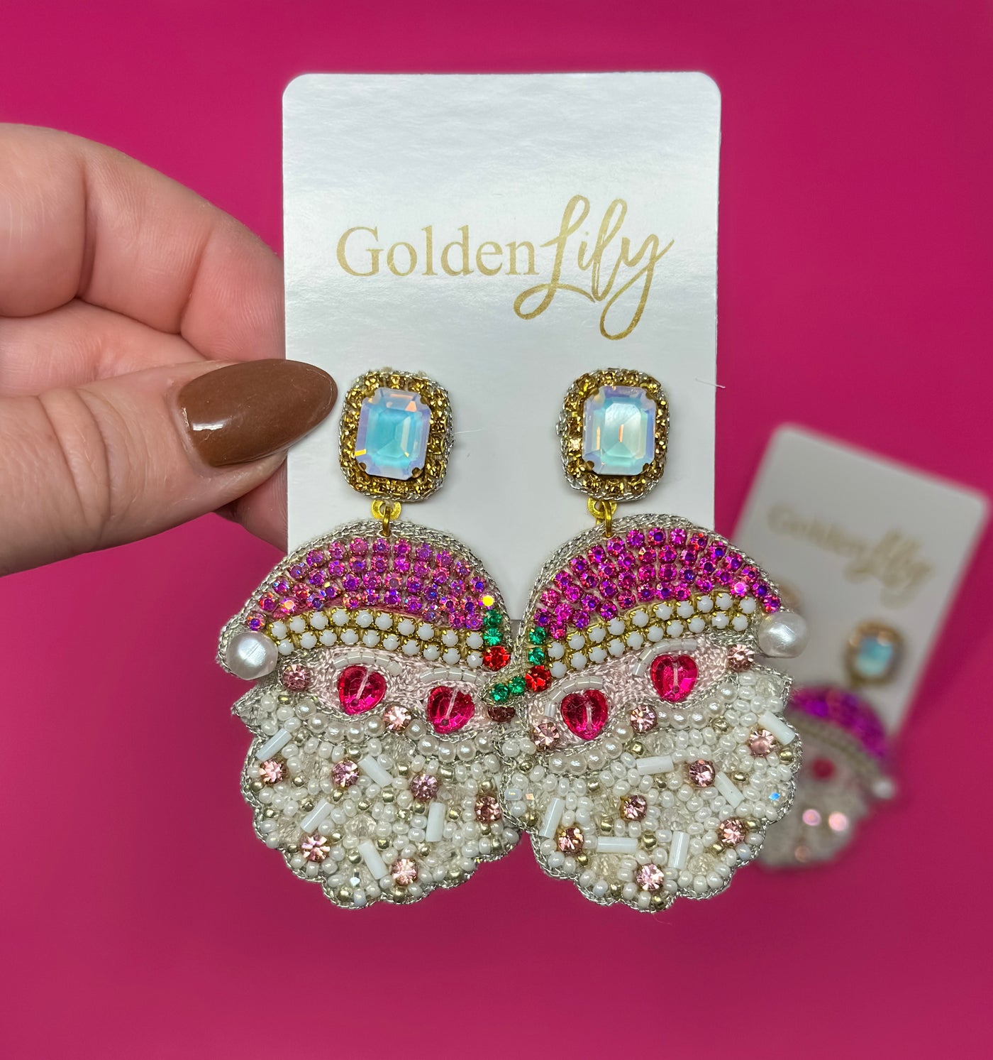 Christmas Vintage Santa with Pink