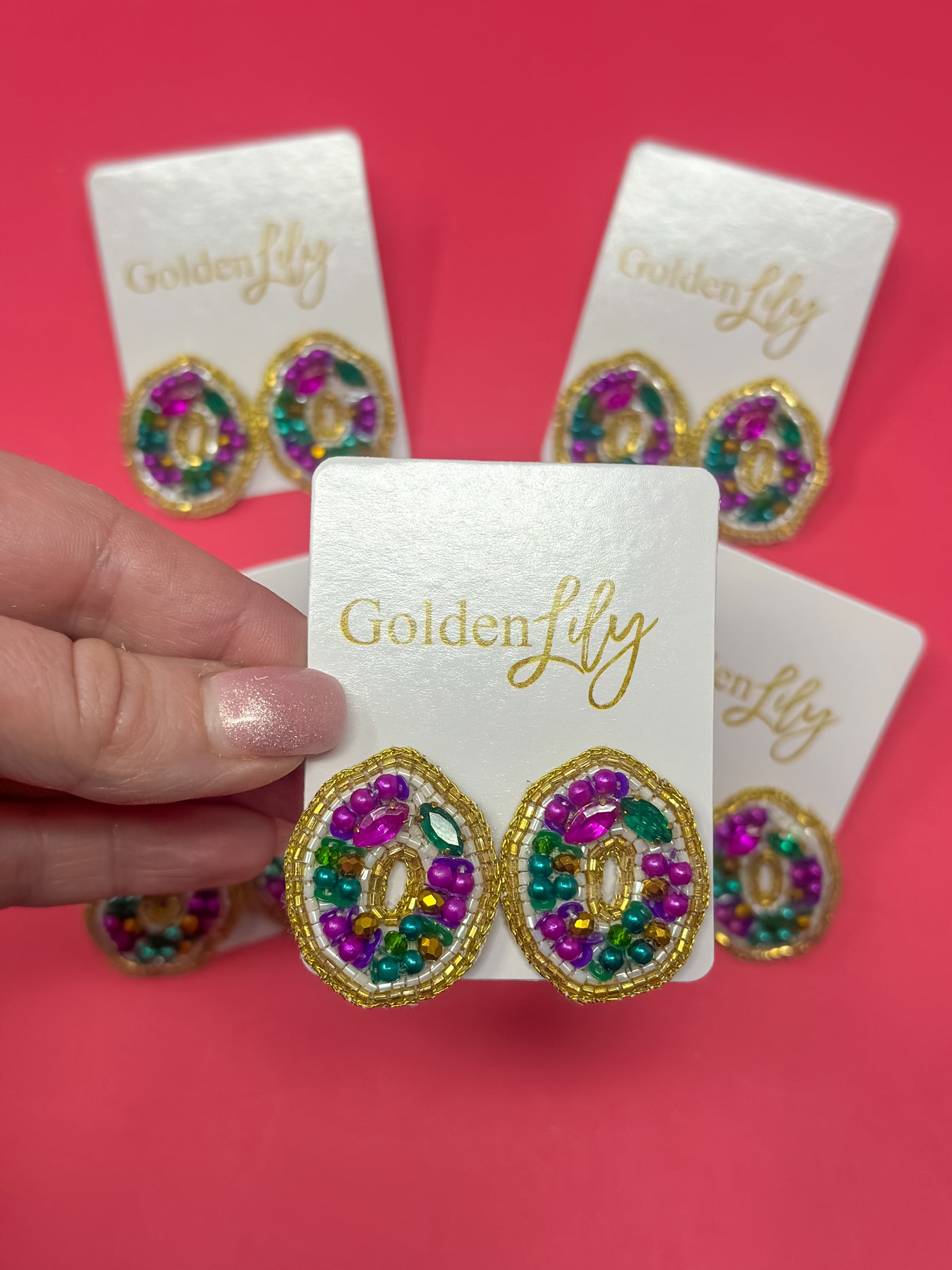 Little Lily - Mardi Gras King Cake Earrings